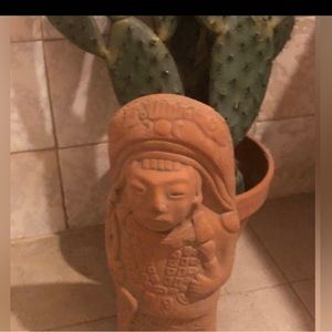Mexico terracotta clay statue with snake